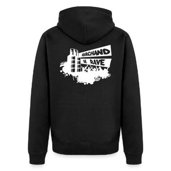 merchant rave - Unisex Premium Organic Zip Hoodie - black - Back - Nico (187cm)