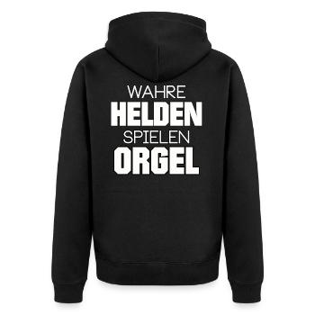 ORGEL WAHRE HELDEN SPIELEN ORGEL MÄNNER - Unisex Premium Bio Zip Hoodie - Schwarz - Hinten - Nico (187cm)