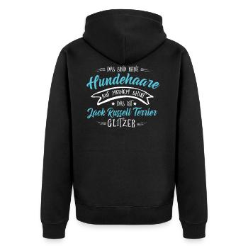 Jack Russell Glitzer Geschenk - Unisex Premium Bio Zip Hoodie - Schwarz - Hinten - Nico (187cm)