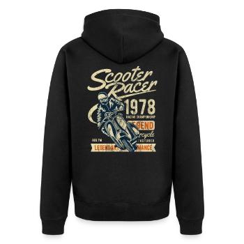 ROLLER RACER - Moped Scooter Shirt Motiv - Unisex Premium Organic Zip Hoodie - black - Back - Nico (187cm)