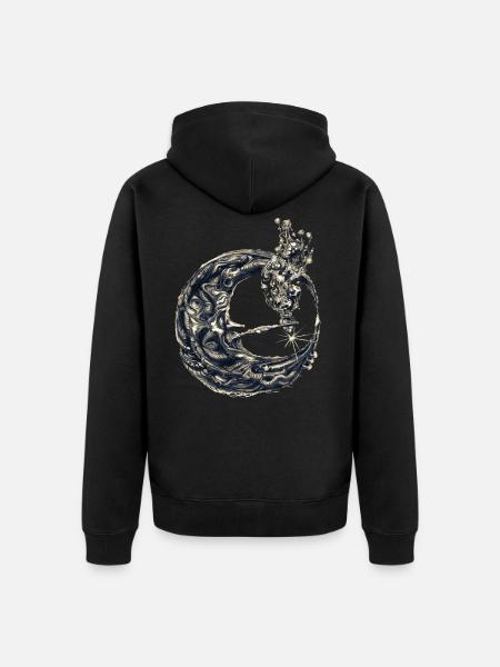 Moon with a pipe - Unisex Premium Organic Zip Hoodie - black