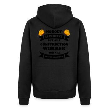 Perfekter Bauarbeiter Bau Handwerk Beton Maurer - Unisex Premium Bio Zip Hoodie - Schwarz - Hinten - Nico (187cm)