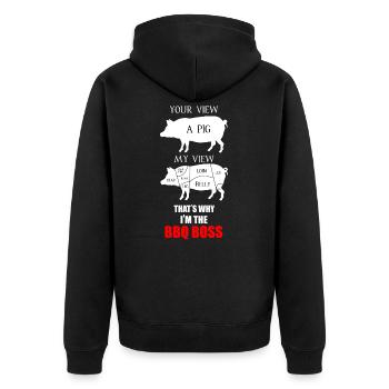 The King of the Barbecue - Unisex Premium Organic Zip Hoodie - black - Back - Nico (187cm)