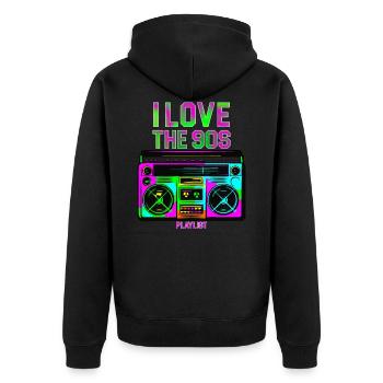 J'AIME 90S - Veste à capuche bio Premium Unisexe - noir - Dos - Nico (187cm)