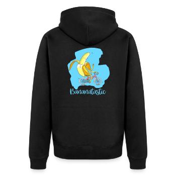 Banane fantastique sur le vélo - bonne humeur vegan - Veste à capuche bio Premium Unisexe - noir - Dos - Nico (187cm)