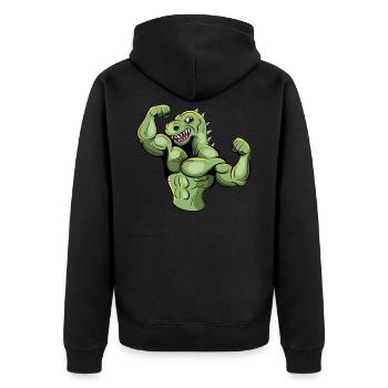 Muscle T-Rex - Dinosaur Tyrannosaurus Rex Gym - Unisex Premium Organic Zip Hoodie - black - Back - Nico (187cm)