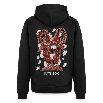Belier Négutif - Unisex Premium Bio Zip Hoodie - Schwarz - Hinten - Nico (187cm)