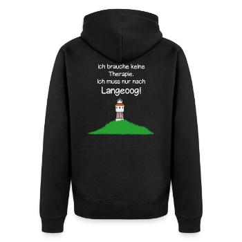 Ich muss nur nach Langeoog! - Unisex Premium Bio Zip Hoodie - Schwarz - Hinten - Nico (187cm)