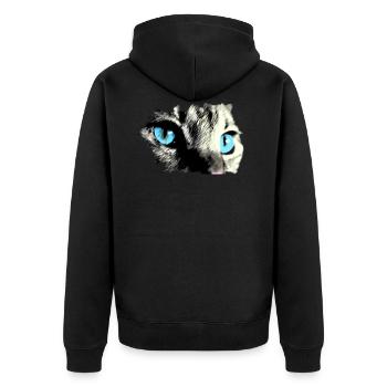 Chat aux yeux bleus ! belle idée de cadeau - Veste à capuche bio Premium Unisexe - noir - Dos - Nico (187cm)