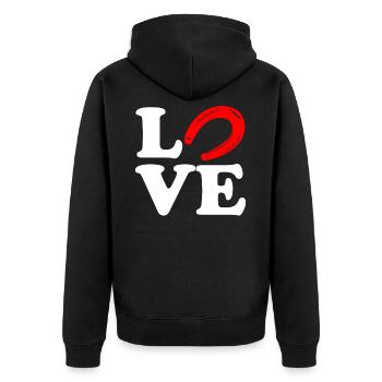 I Love Horses - Unisex Premium Bio Zip Hoodie - Schwarz - Hinten - Nico (187cm)
