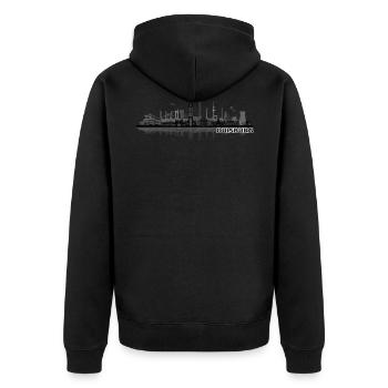Duisburg city skyline - Unisex Premium Organic Zip Hoodie - black - Back - Nico (187cm)