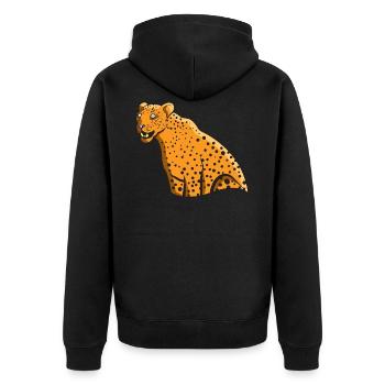Leopard Großkatze Wildkatze Geschenkidee Wildlife - Unisex Premium Bio Zip Hoodie - Schwarz - Hinten - Nico (187cm)
