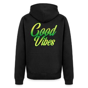 Bonnes vibrations - Veste à capuche bio Premium Unisexe - noir - Dos - Nico (187cm)