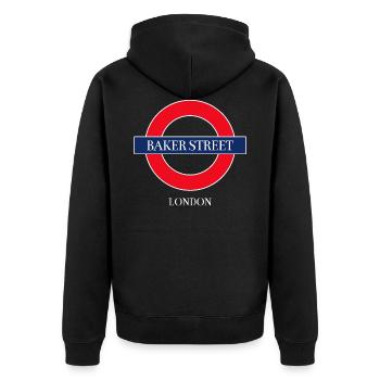 London souvenir - Unisex Premium Organic Zip Hoodie - black - Back - Nico (187cm)