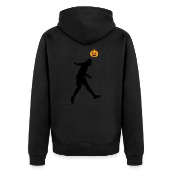Halloween soccer player header - Unisex Premium Organic Zip Hoodie - black - Back - Nico (187cm)
