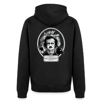 Edgar Allan Poe - Nevermore Shirt - Unisex Premium Organic Zip Hoodie - black - Back - Nico (187cm)