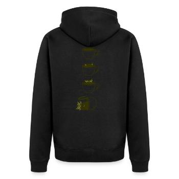Funny Coffee Cats Caffeine Espresso Gift - Unisex Premium Organic Zip Hoodie - black - Back - Nico (187cm)