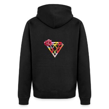 Diamant Rose Edelstein Blume Schmuck Rubin - Unisex Premium Bio Zip Hoodie - Schwarz - Hinten - Nico (187cm)