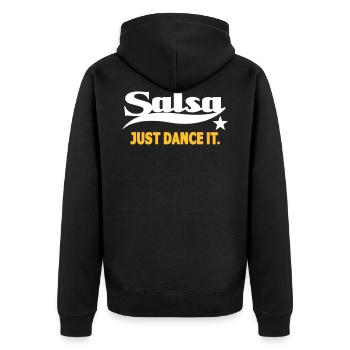 Salsa Just Dance It - Salsa Dance Shirt - Unisex Premium Bio Zip Hoodie - Schwarz - Hinten - Nico (187cm)