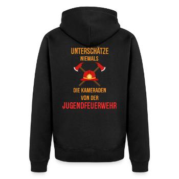 Jugendfeuerwehr Feuerwehrmann Feuerwehr Geschenk - Unisex Premium Bio Zip Hoodie - Schwarz - Hinten - Nico (187cm)