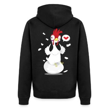 Poulet fou drôle de volaille - Veste à capuche bio Premium Unisexe - noir - Dos - Nico (187cm)