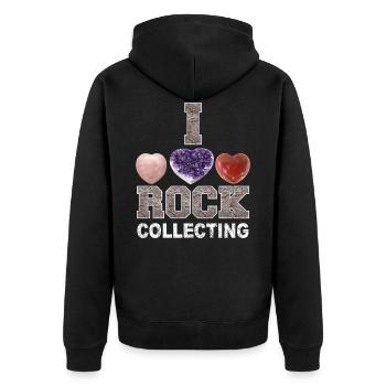 For collectors of stones, rocks and minerals - Unisex Premium Organic Zip Hoodie - black - Back - Nico (187cm)