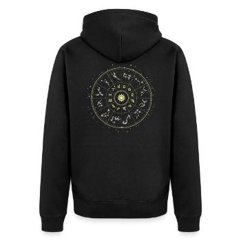 Sternzeichen Kreis Sternenbild Astrologe Geschenk - Unisex Premium Bio Zip Hoodie - Schwarz - Hinten - Nico (187cm)