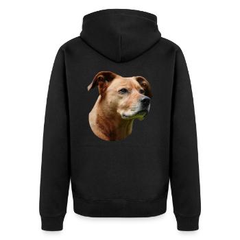 Staffordshire Bullterrier - Unisex Premium Bio Zip Hoodie - Schwarz - Hinten - Nico (187cm)