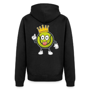 Tennis Tennisplatz Ballsport Sport Geschenk - Unisex Premium Bio Zip Hoodie - Schwarz - Hinten - Nico (187cm)