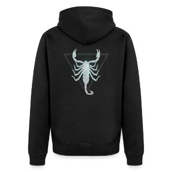 Sternzeichen Skorpion - Unisex Premium Bio Zip Hoodie - Schwarz - Hinten - Nico (187cm)