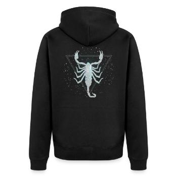 Sternzeichen Skorpion - Unisex Premium Bio Zip Hoodie - Schwarz - Hinten - Nico (187cm)