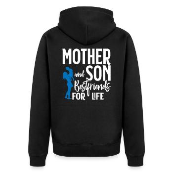 Mutter Sohn Kind Freunde Familie Geschenk - Unisex Premium Bio Zip Hoodie - Schwarz - Hinten - Nico (187cm)