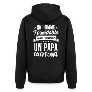 T-shirt Fête des Pères - Un Papa Exceptionnel - Veste à capuche bio Premium Unisexe - noir - Dos - Nico (187cm)