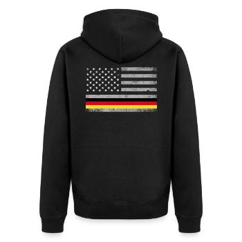 Germany USA Flag Nation Country Gift - Unisex Premium Organic Zip Hoodie - black - Back - Nico (187cm)