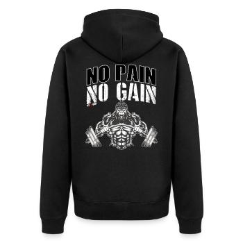 Pas de douleur pas de gain pour s’entraîner dans le gymnase dur - Veste à capuche bio Premium Unisexe - noir - Dos - Nico (187cm)