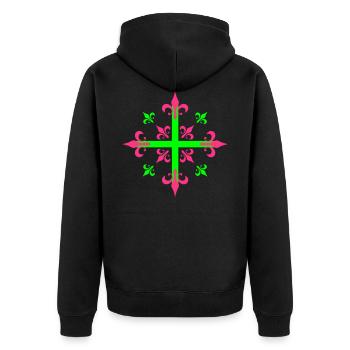 02 Croix Les Mousquetaires Rois - Veste à capuche bio Premium Unisexe - noir - Dos - Nico (187cm)