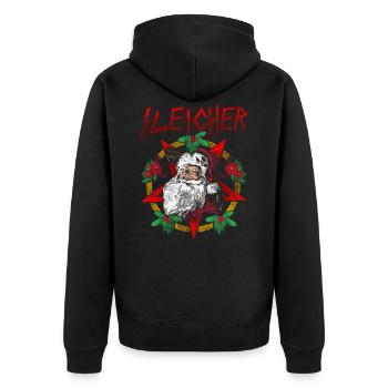 Sleigher | Weihnachtsmann Weihnachten Heavy Metal - Unisex Premium Bio Zip Hoodie - Schwarz - Hinten - Nico (187cm)