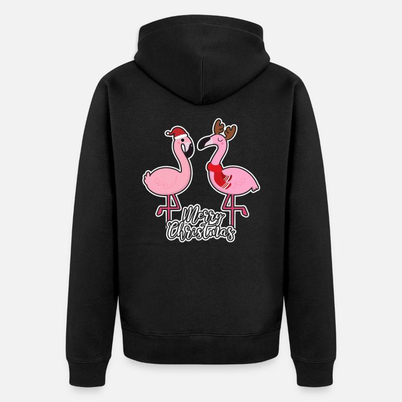 Flamingo Christmas - Veste à capuche bio Premium Unisexe - noir