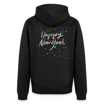 Happy New Year Party - Unisex Premium Bio Zip Hoodie - Schwarz - Hinten - Nico (187cm)