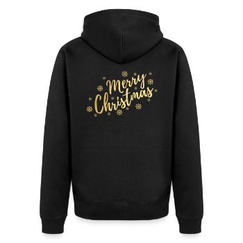 Merry Christmas - Unisex Premium Organic Zip Hoodie - black - Back - Nico (187cm)