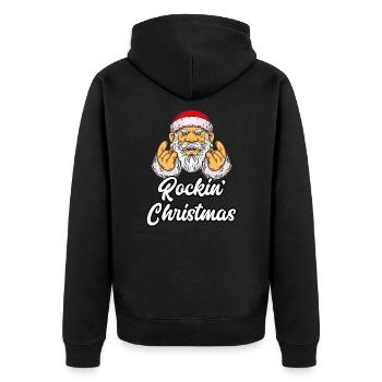 Weihnachten Metal Hard Rock Musiker Gitarre Band - Unisex Premium Bio Zip Hoodie - Schwarz - Hinten - Nico (187cm)
