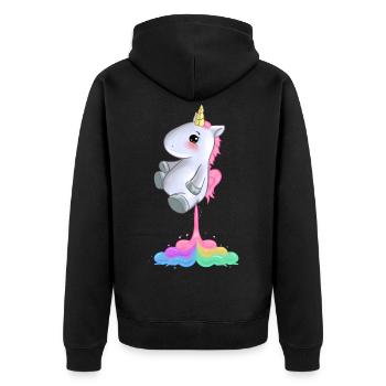 Drôle Licorne pétant Rainbow Colors Fart Gift Ide - Veste à capuche bio Premium Unisexe - noir - Dos - Nico (187cm)
