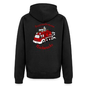 Feuerwehr, Nachwuchs, Feuer, Mann, Frau, Cool - Unisex Premium Bio Zip Hoodie - Schwarz - Hinten - Nico (187cm)