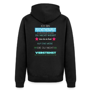 Je suis psychothérapeute - Veste à capuche bio Premium Unisexe - noir - Dos - Nico (187cm)