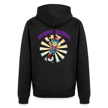 Alaaf Alaaf Clown auf Einrad zu Karneval - Unisex Premium Bio Zip Hoodie - Schwarz - Hinten - Nico (187cm)