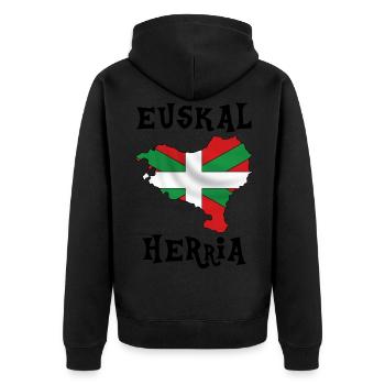 Baskische Land Design 107 - Unisex Premium Bio Zip Hoodie - Schwarz - Hinten - Nico (187cm)