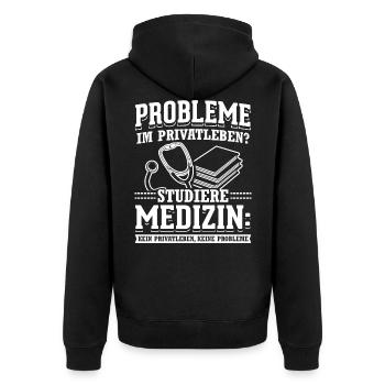 Privacy Study medicine - Unisex Premium Organic Zip Hoodie - black - Back - Nico (187cm)