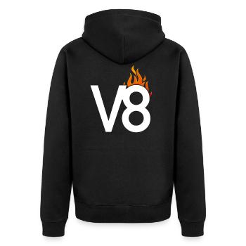 Engine Block V8 Tuning Hot Rod Muscle Car - Unisex Premium Organic Zip Hoodie - black - Back - Nico (187cm)