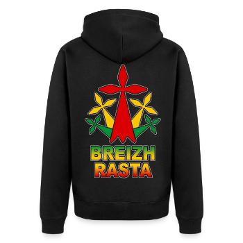 breizh rasta - Unisex Premium Organic Zip Hoodie - black - Back - Nico (187cm)