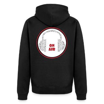 Musik Kopfhörer Aufnahme Hören Sprechen On Air - Unisex Premium Bio Zip Hoodie - Schwarz - Hinten - Nico (187cm)